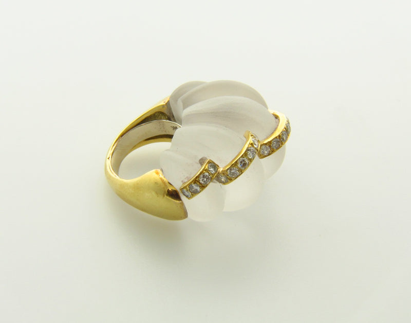 18K Yellow Gold, Rock Crystal Quartz and Diamond Ring | 18 Karat Appraisers | Beverly Hills, CA | Fine Jewelry