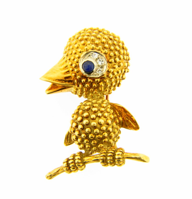 18K Yellow Gold, Sapphire and Diamond Brooch | 18 Karat Appraisers | Beverly Hills, CA | Fine Jewelry 18K Yellow Gold, Sapphire and Diamond Brooch | 18 Karat Appraisers | Beverly Hills, CA | Fine Jewelry