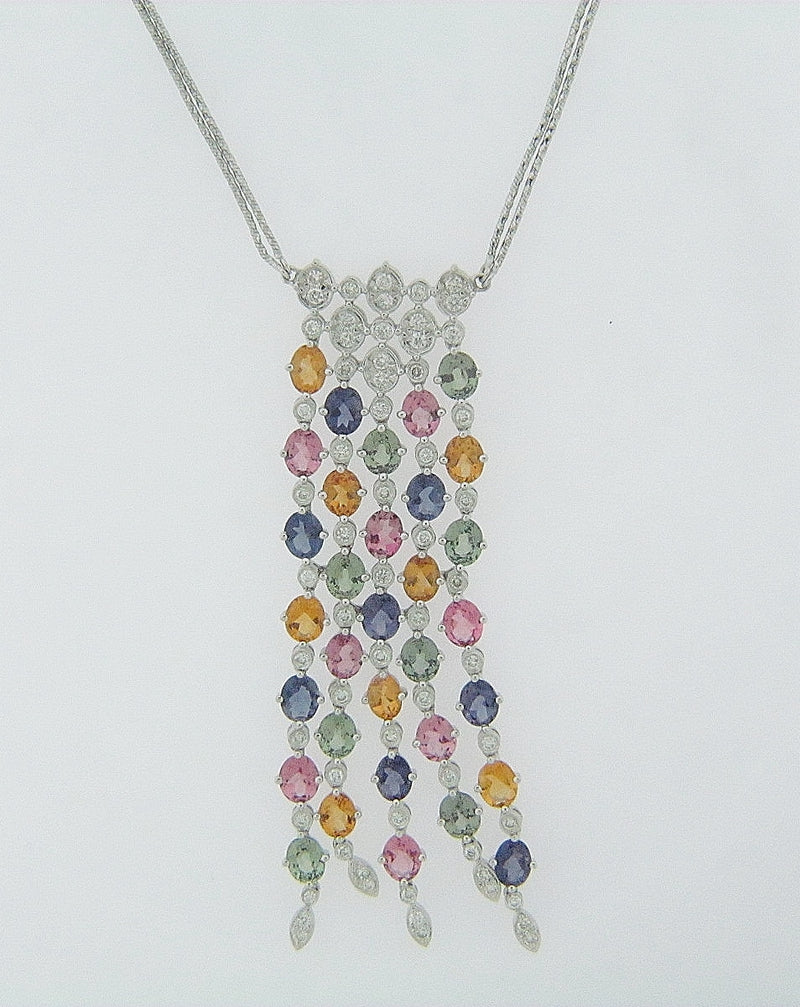 18K WHITE GOLD SAPPHIRE AND DIAMOND PENDANT | 18 Karat Appraisers | Beverly Hills, CA | Fine Jewelry 18K WHITE GOLD SAPPHIRE AND DIAMOND PENDANT | 18 Karat Appraisers | Beverly Hills, CA | Fine Jewelry
