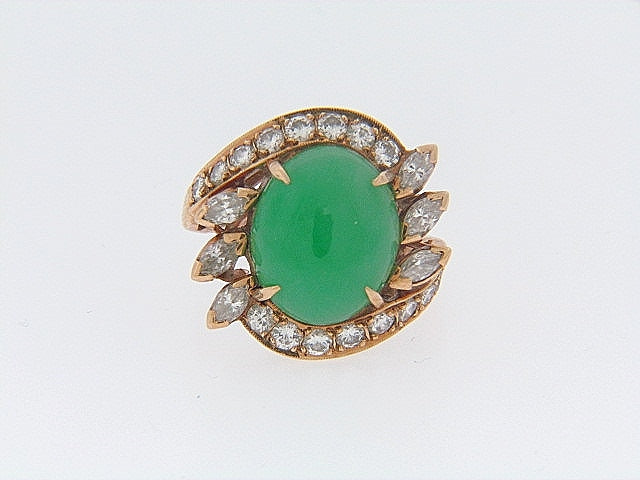 14K-YG JADEITE JADE AND DIAMOND RING | 18 Karat Appraisers | Beverly Hills, CA | Fine Jewelry