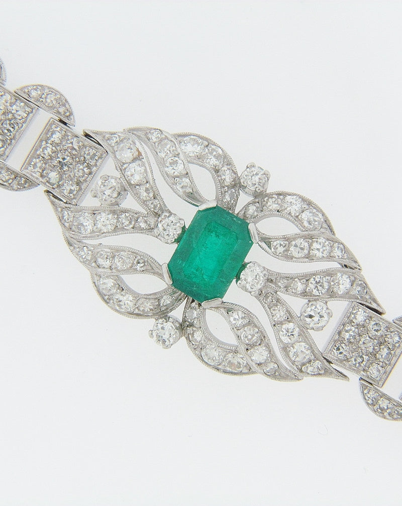 PLATINUM EMERALD AND DIAMOND BRACELET | 18 Karat Appraisers | Beverly Hills, CA | Fine Jewelry PLATINUM EMERALD AND DIAMOND BRACELET | 18 Karat Appraisers | Beverly Hills, CA | Fine Jewelry