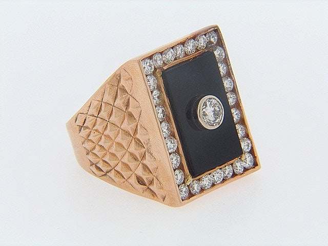 14K-RG BLACK ONYX AND DIAMOND RING | 18 Karat Appraisers | Beverly Hills, CA | Fine Jewelry