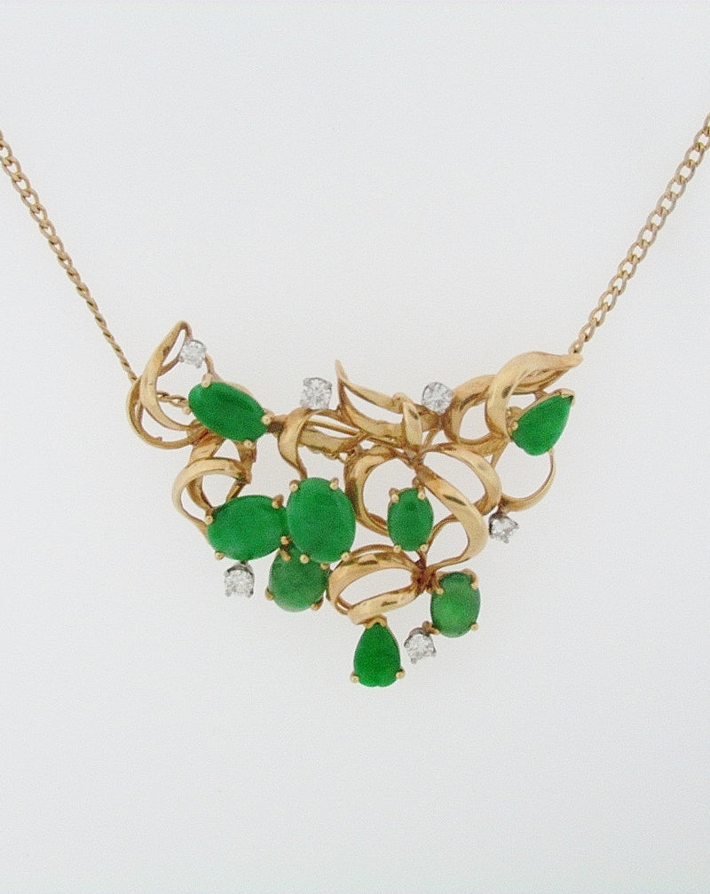 18K YELLOW GOLD JADE AND DIAMOND PENDANT / BROOCH | 18 Karat Appraisers | Beverly Hills, CA | Fine Jewelry 18K YELLOW GOLD JADE AND DIAMOND PENDANT / BROOCH | 18 Karat Appraisers | Beverly Hills, CA | Fine Jewelry
