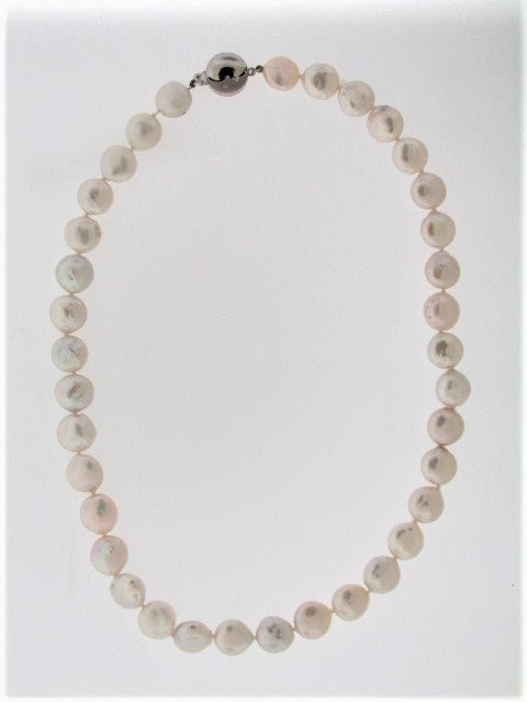 White Button Freshwater Pearl Strands