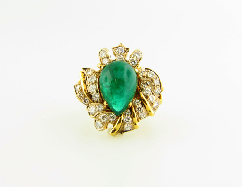 18K Yellow Gold, Emerald and Diamond Ring | 18 Karat Appraisers | Beverly Hills, CA | Fine Jewelry