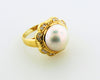 18K-YG MABE PEARL AND DIAMOND RING