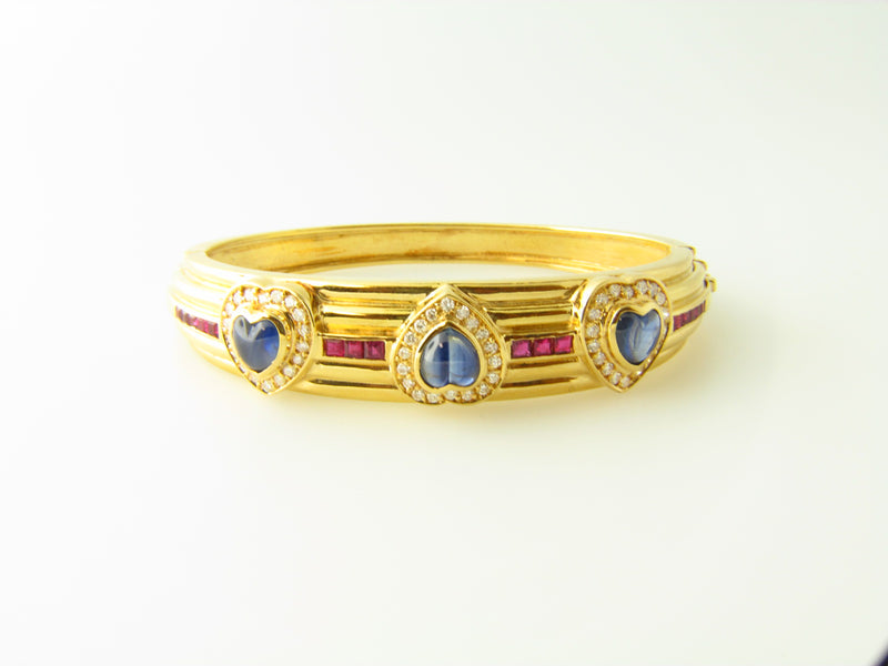 18K Yellow Gold, Sapphire, Diamond, and Ruby Bracelet | 18 Karat Appraisers | Beverly Hills, CA | Fine Jewelry
