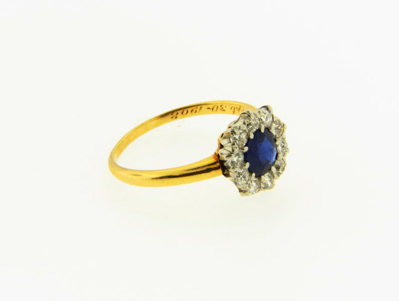 Edwardian 18K Yellow and White Gold, Sapphire and Diamond Ring