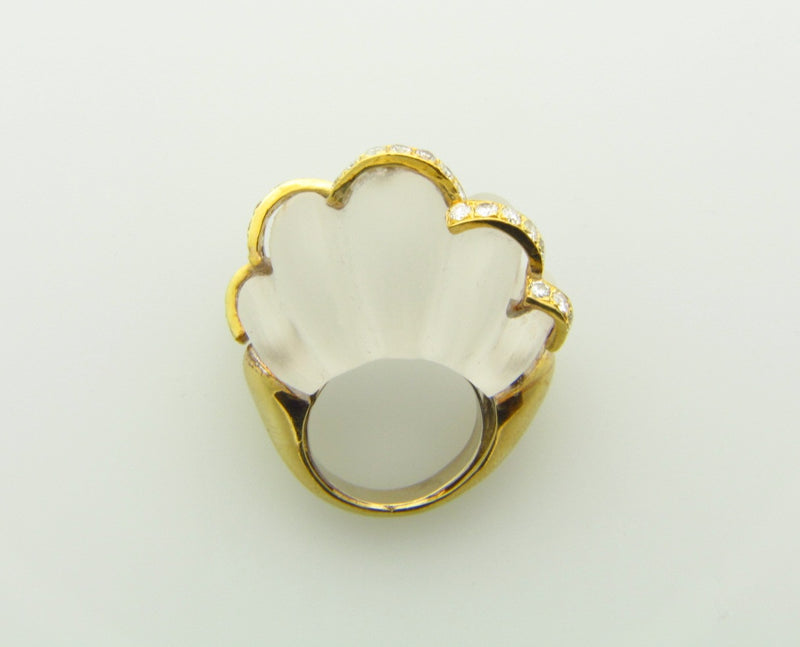 18K Yellow Gold, Rock Crystal Quartz and Diamond Ring | 18 Karat Appraisers | Beverly Hills, CA | Fine Jewelry