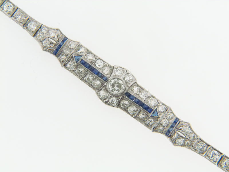 Platinum Diamond and Sapphire Bracelet | 18 Karat Appraisers | Beverly Hills, CA | Fine Jewelry