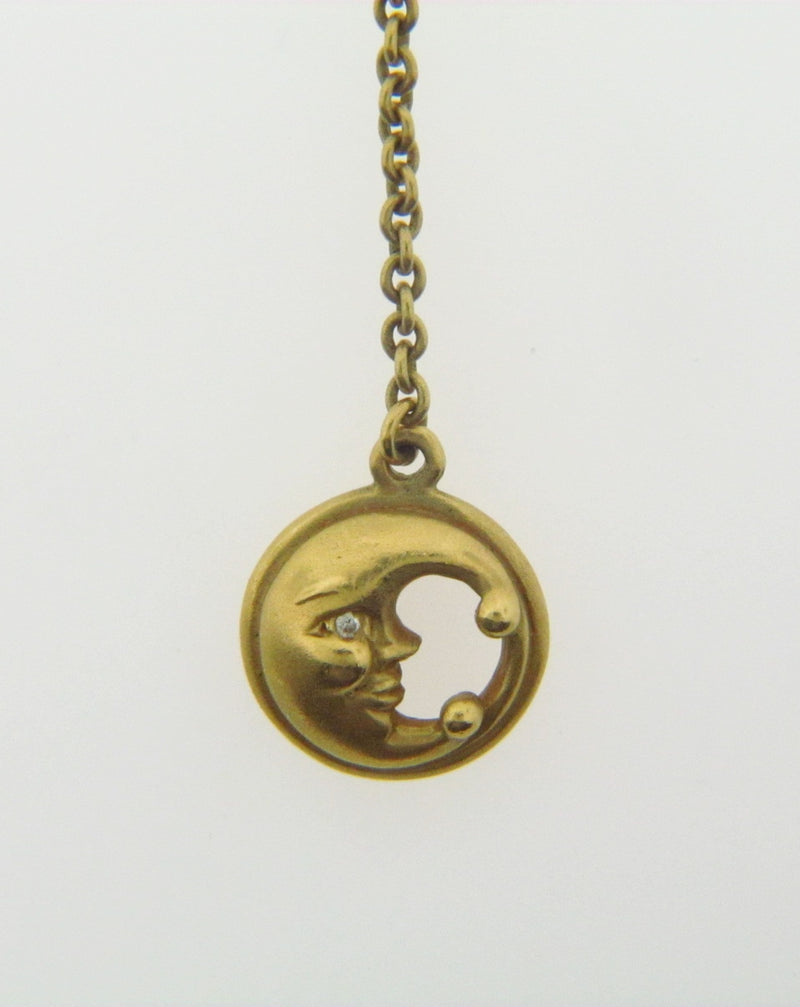 18K YELLOW GOLD MOON CHARM PENDANT | 18 Karat Appraisers | Beverly Hills, CA | Fine Jewelry