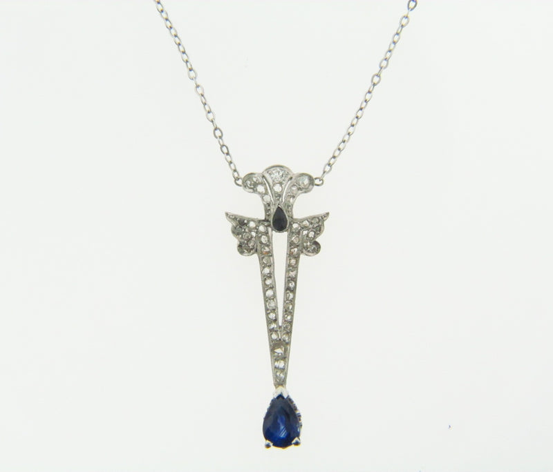 Platinum and White Gold Diamond and Sapphire Pendant | 18 Karat Appraisers | Beverly Hills, CA | Fine Jewelry