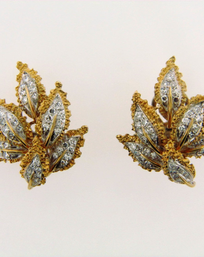 18K Yellow Gold and White Gold Diamond Earrings | 18 Karat Appraisers | Beverly Hills, CA | Fine Jewelry