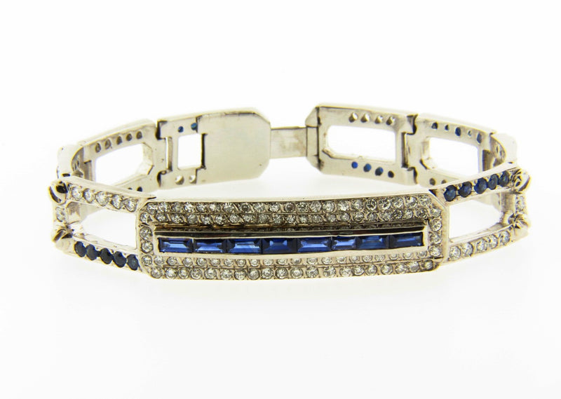 14K White Gold, Diamond and Sapphire Bracelet | 18 Karat Appraisers | Beverly Hills, CA | Fine Jewelry