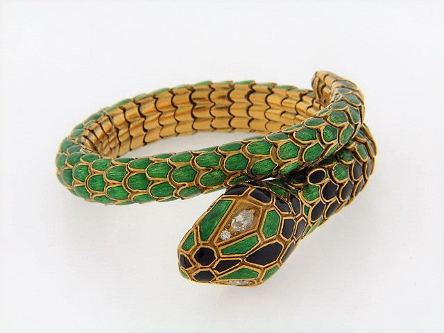 18K-YG ENAMEL SNAKE BRACELET