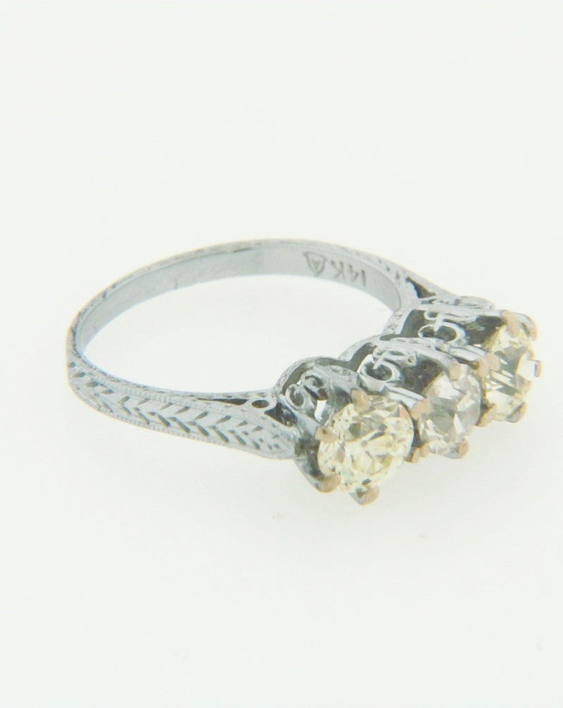 14K WHITE GOLD THREE-STONE DIAMOND RING | 18 Karat Appraisers | Beverly Hills, CA | Fine Jewelry