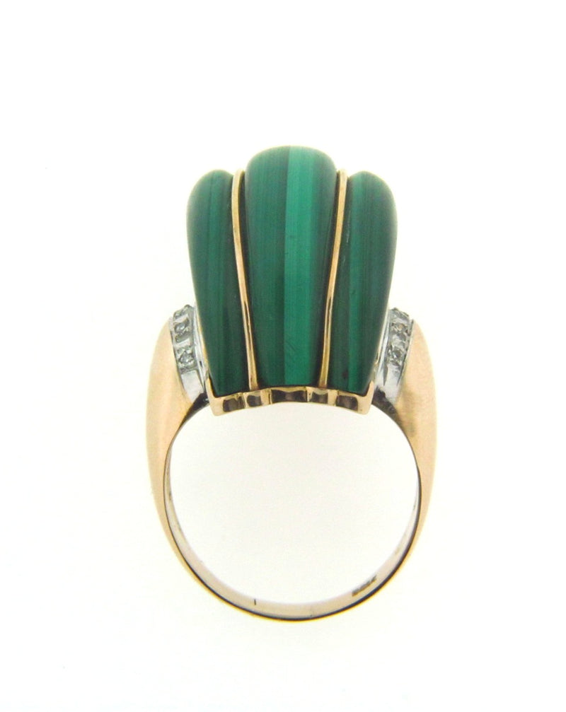 14K Yellow Gold Malachite and Diamond Ring | 18 Karat Appraisers | Beverly Hills, CA | Fine Jewelry