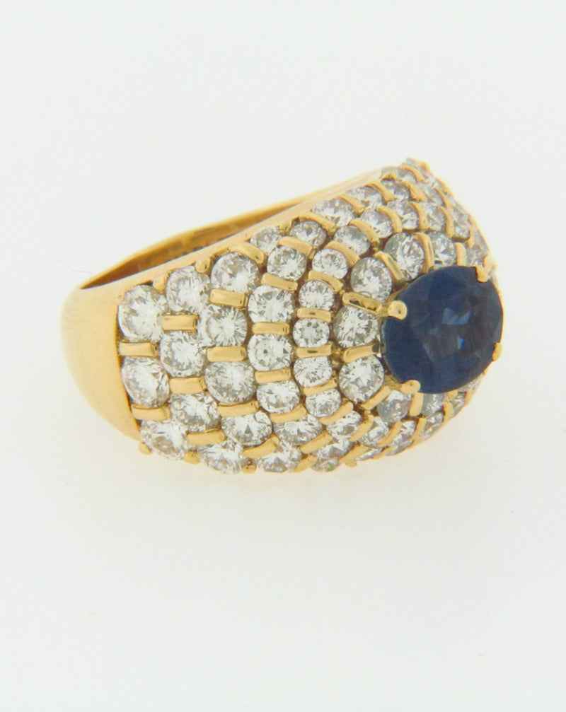 18K YELLOW GOLD SAPPHIRE AND DIAMOND RING | 18 Karat Appraisers | Beverly Hills, CA | Fine Jewelry