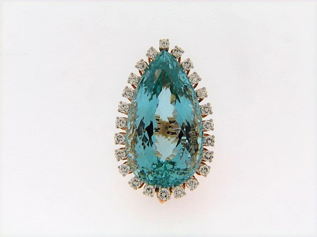 14K-YG AQUAMARINE AND DIAMOND RING / CONVERTABLE PENDANT | 18 Karat Appraisers | Beverly Hills, CA | Fine Jewelry