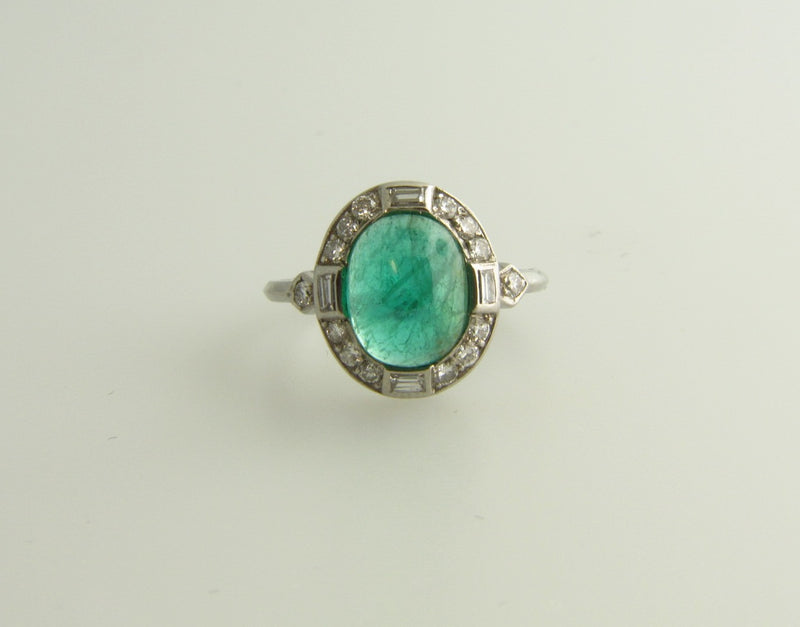 Art Deco, Platinum Emerald and Diamond Ring