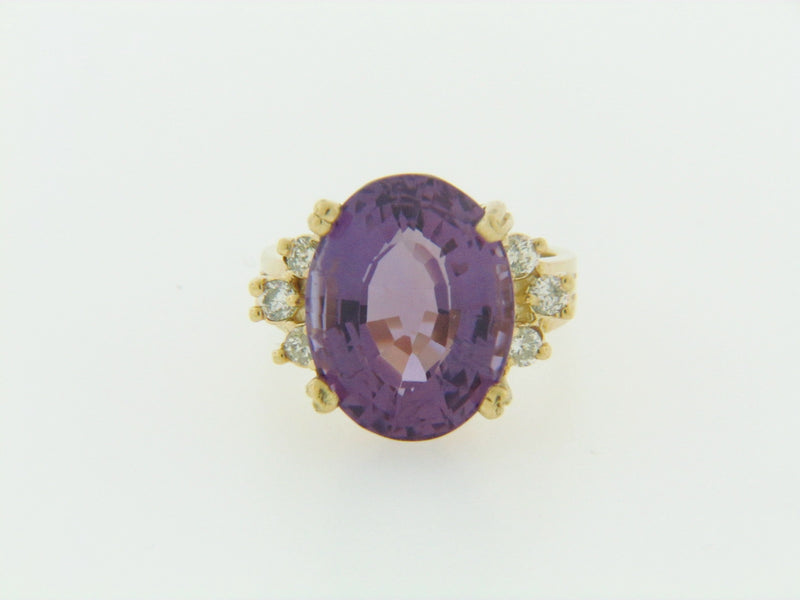14K YELLOW GOLD AMETHYST AND DIAMOND RING | 18 Karat Appraisers | Beverly Hills, CA | Fine Jewelry