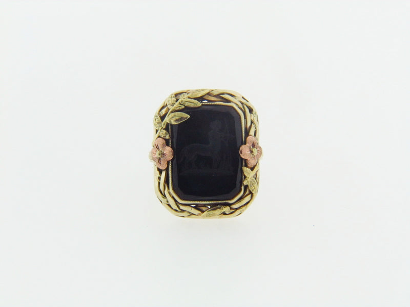 14K Yellow Gold Onyx Intaglio Ring | 18 Karat Appraisers | Beverly Hills, CA | Fine Jewelry