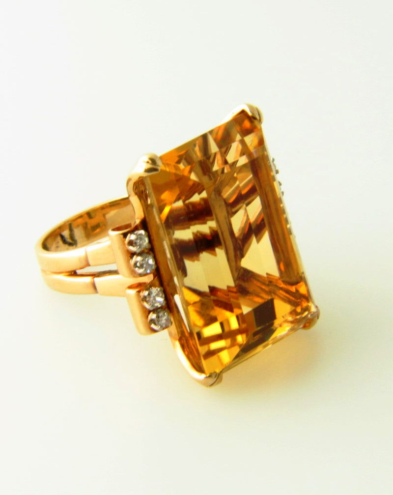 Retro 14K Yellow Gold, Citrine and Diamond Ring | 18 Karat Appraisers | Beverly Hills, CA | Fine Jewelry