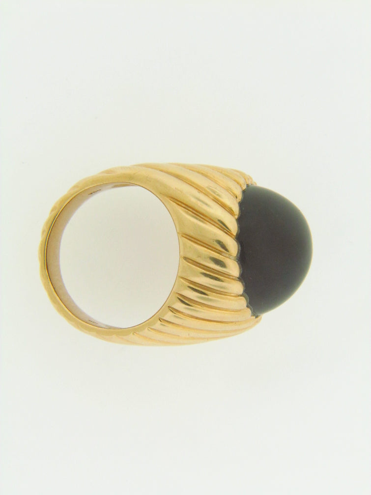 18K YELLOW GOLD CAT'S EYE AGATE RING | 18 Karat Appraisers | Beverly Hills, CA | Fine Jewelry