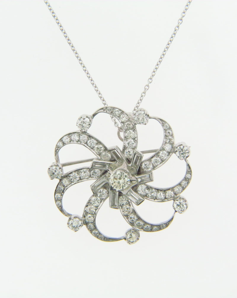 Platinum Diamond Pendant / Brooch | 18 Karat Appraisers | Beverly Hills, CA | Fine Jewelry