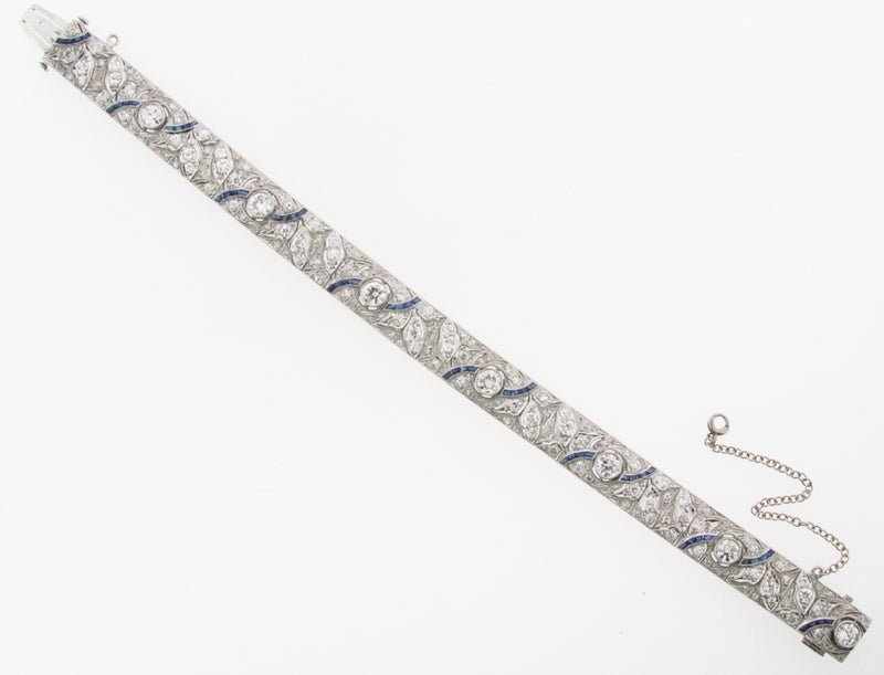 Art Deco, Platinum Diamond and Sapphire Bracelet