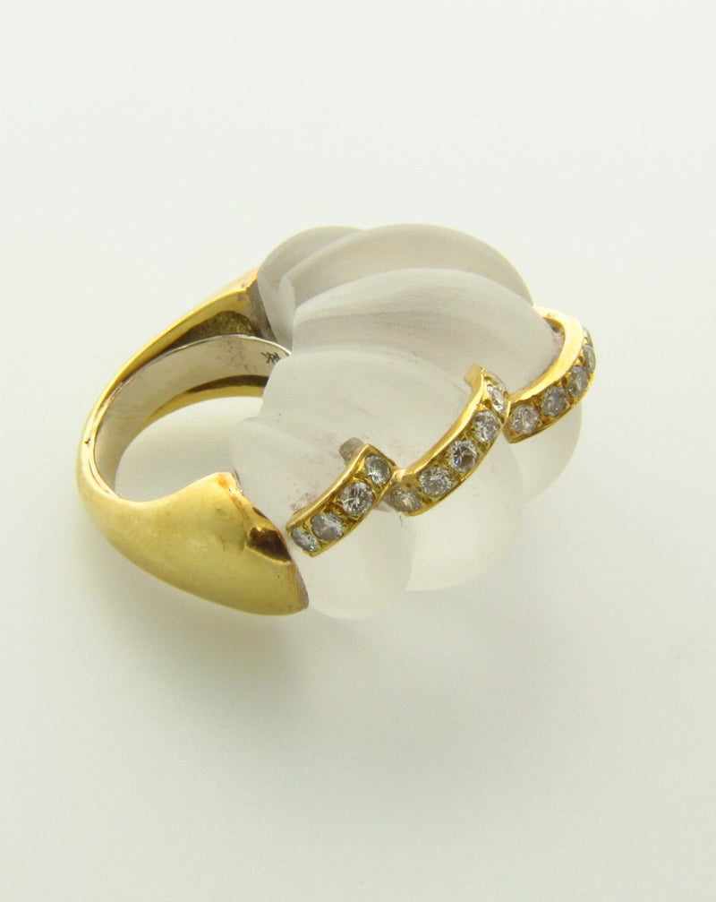 18K Yellow Gold, Rock Crystal Quartz and Diamond Ring | 18 Karat Appraisers | Beverly Hills, CA | Fine Jewelry