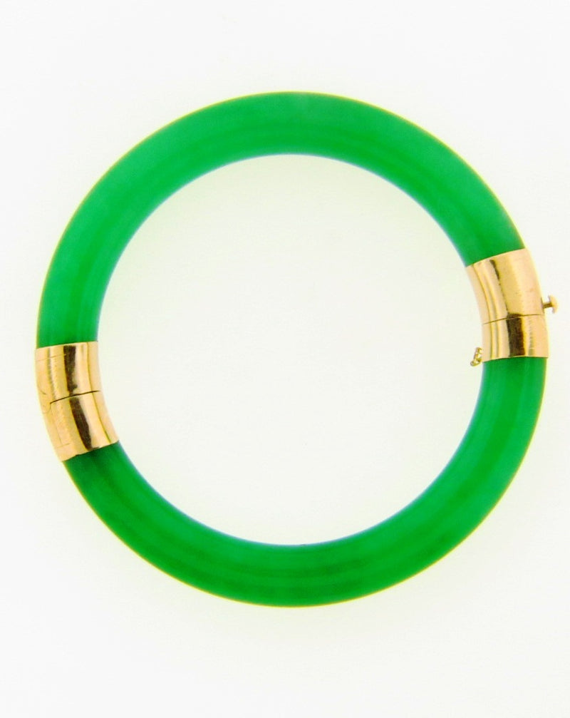 14K Yellow Gold  Hinged Green Bracelet | 18 Karat Appraisers | Beverly Hills, CA | Fine Jewelry