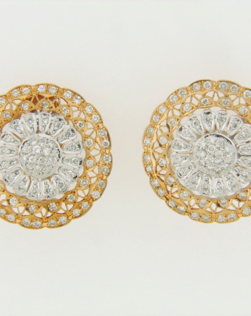 18K  WHITE GOLD & YELLOW GOLD DIAMOND EARRINGS | 18 Karat Appraisers | Beverly Hills, CA | Fine Jewelry