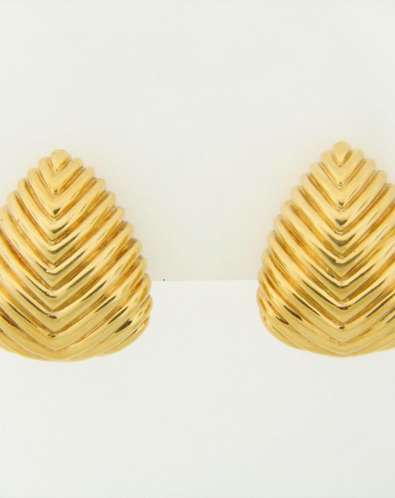 18K Yellow Gold Pyramid Shaped Earrings | 18 Karat Appraisers | Beverly Hills, CA | Fine Jewelry
