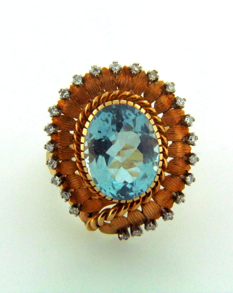 18K Yellow Gold Aquamarine and Diamond Ring | 18 Karat Appraisers | Beverly Hills, CA | Fine Jewelry