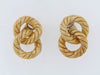 18K-YG RIBBED DOUBLE LOOP EARRINGS