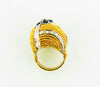 18K Yellow and White Gold, Diamond and Sapphire Bombe Ring | 18 Karat Appraisers | Beverly Hills, CA | Fine Jewelry