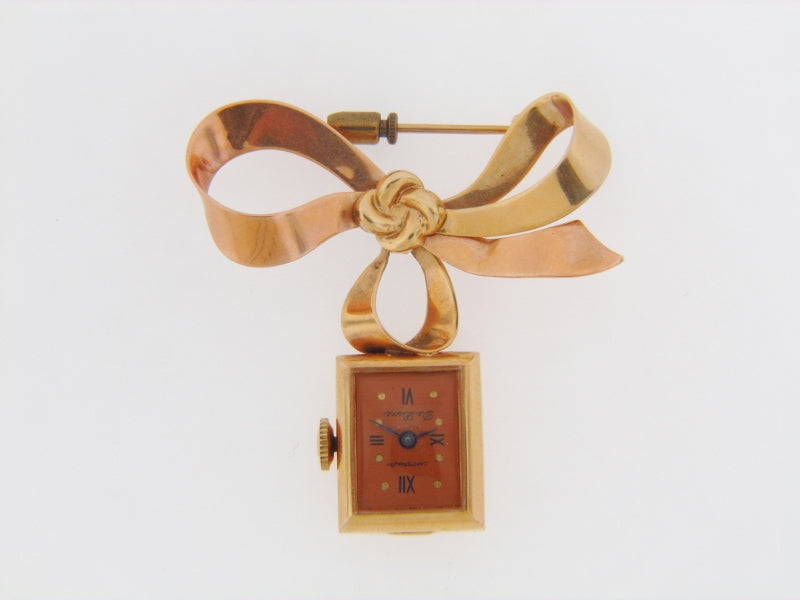 14K ROSE GOLD BROOCH WITH WATCH | 18 Karat Appraisers | Beverly Hills, CA | Fine Jewelry