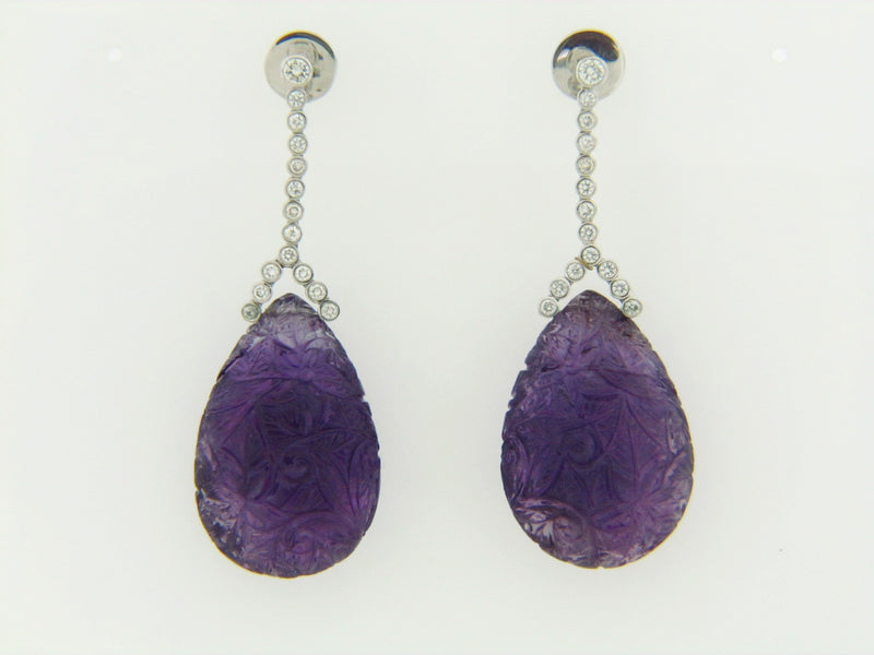 18K WHITE GOLD AMETHYST AND DIAMOND EARRINGS | 18 Karat Appraisers | Beverly Hills, CA | Fine Jewelry