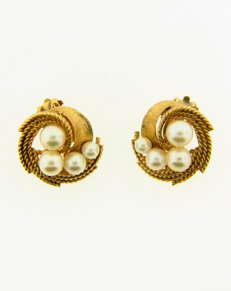 14K Yellow Gold Pearl Button Earrings | 18 Karat Appraisers | Beverly Hills, CA | Fine Jewelry