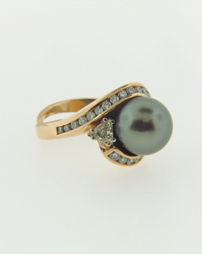 14K Yellow Gold Black South Sea Ring | 18 Karat Appraisers | Beverly Hills, CA | Fine Jewelry