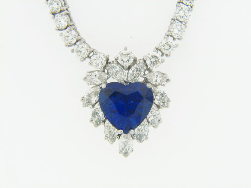 18K WHITE GOLD SAPPHIRE AND DIAMOND NECKLACE | 18 Karat Appraisers | Beverly Hills, CA | Fine Jewelry