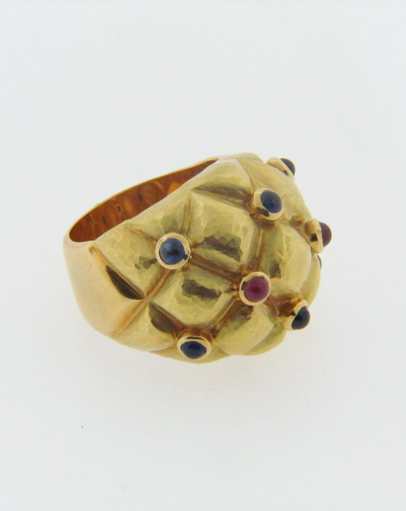 18K-YG RUBY AND SAPPHIRE RING