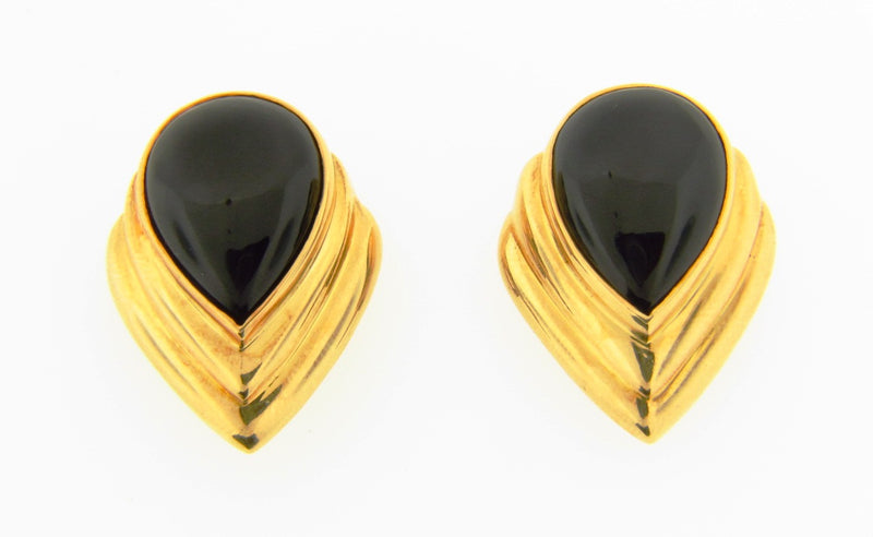 18K Yellow Gold, Onyx Earrings | 18 Karat Appraisers | Beverly Hills, CA | Fine Jewelry