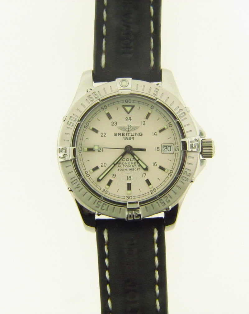 Stainless Steel and Leather Strap Wristwatch by Breitling | 18 Karat Appraisers | Beverly Hills, CA | Fine Jewelry
