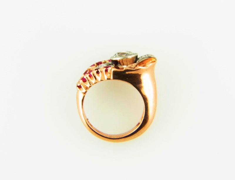 Retro 14K Rose Gold, Diamond and Ruby Ring | 18 Karat Appraisers | Beverly Hills, CA | Fine Jewelry