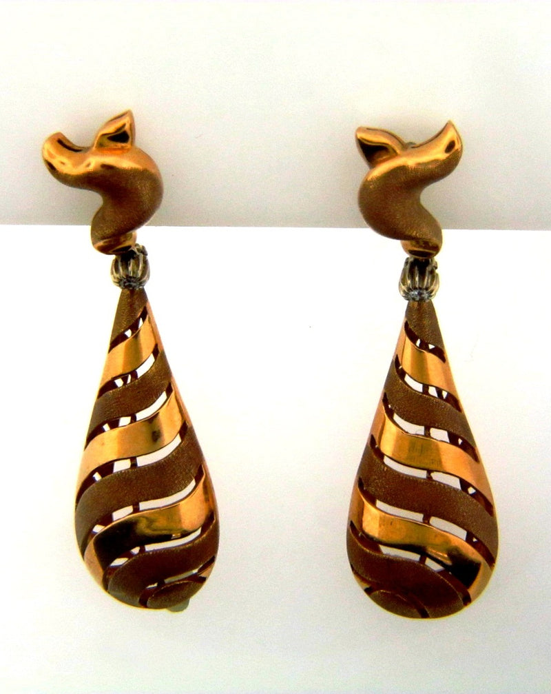 18K Yellow Gold Diamond Dangling Earrings | 18 Karat Appraisers | Beverly Hills, CA | Fine Jewelry