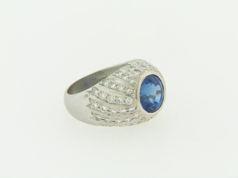 PLATINUM TANZANITE AND DIAMOND RING | 18 Karat Appraisers | Beverly Hills, CA | Fine Jewelry