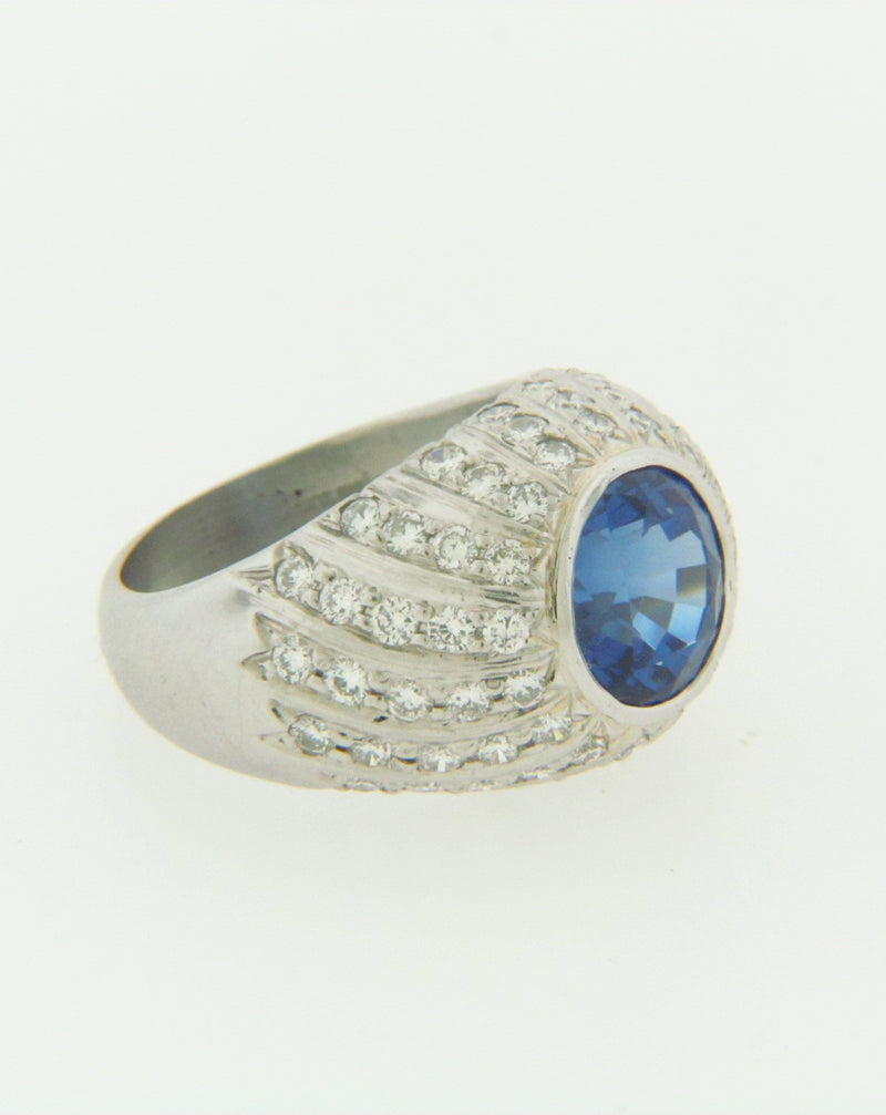 PLATINUM TANZANITE AND DIAMOND RING | 18 Karat Appraisers | Beverly Hills, CA | Fine Jewelry