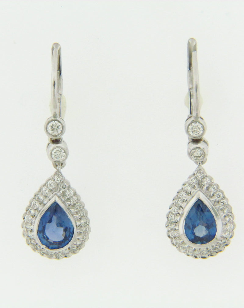 18K-WG SAPPHIRE AND DIAMOND DANGLE EARRINGS | 18 Karat Appraisers | Beverly Hills, CA | Fine Jewelry